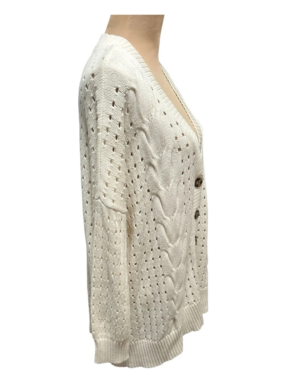 Torrid Women’s Cable Boyfriend Cardigan Sweater Button Front Ivory Plus Size 2X